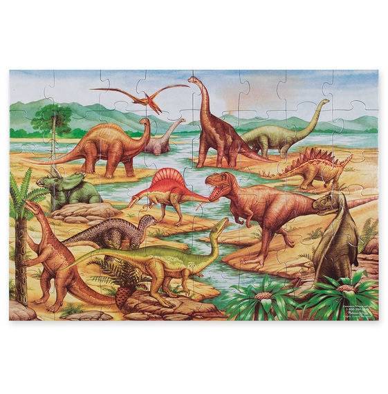 Stort Gulvpuslespil, Dinosaurer, 48 Brikker - Melissa & Doug