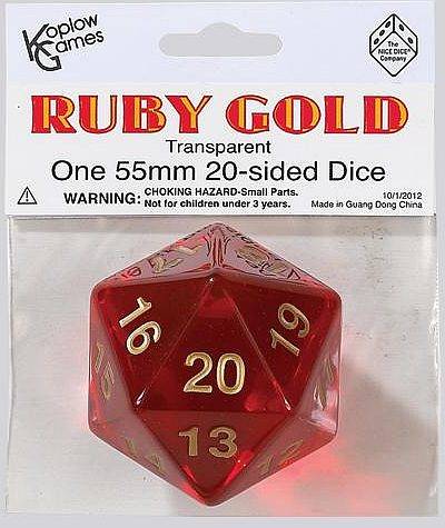 Dice - 20 Sidet (d20) Terning - Jumbo Ruby Countdown Koplow (55mm) (spindown) #18219/Kop17970 - !terninger & Tilbehã¸r