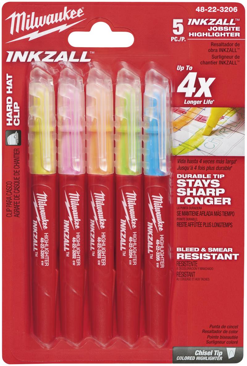 Inkzall Highlighter Farvede Pk/5 - Milwaukee