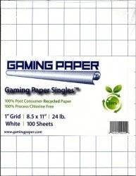 Battle Mat -  Gaming Paper - 100 Singles - 1" Square (8.5"x11") #ggp1001 - !andre Rollespil & Tilbehã¸r