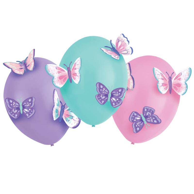 Ballonkit Med 3 Latexballoner Og 18 Sommerfugle I Papir - Festkassen