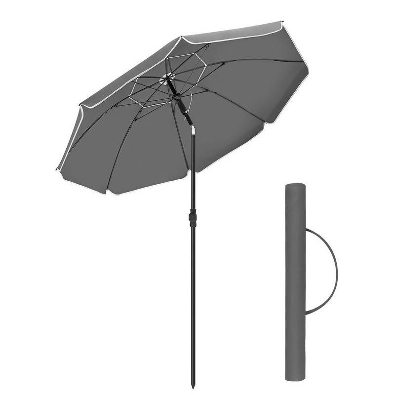 Strandparasol ø 1,6 M - ø160 Parasol Til Strand - Grå - Haveparasoller > Strandparasoller - Parasoller Til Strand - Daily-Living - Song