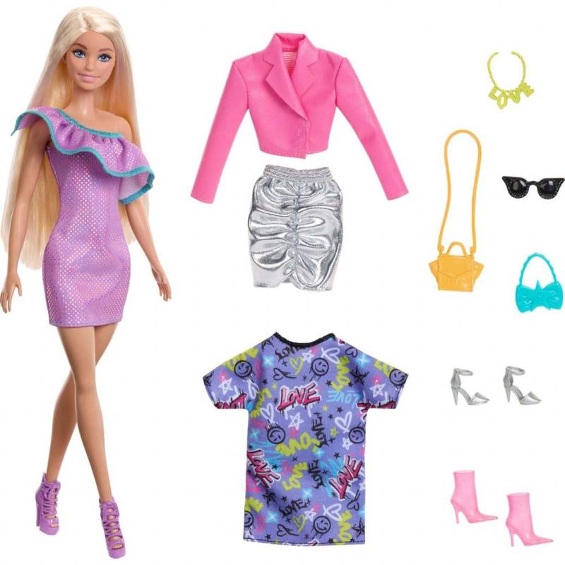 Barbie  Dukke Med Tøj & Tilbehør