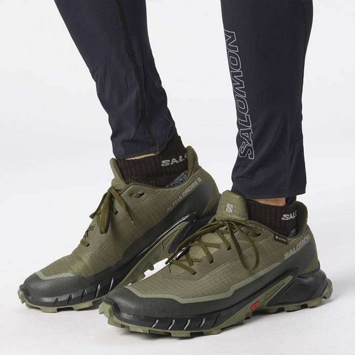 Salomon Alphacross 5 Gtx Herre / Mænd, Olive Night/D.lichen-46 2/3 / Uk 11,5 - Vandresko