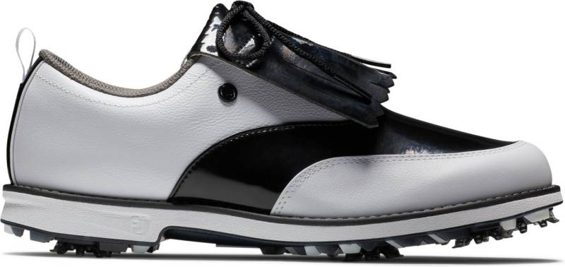 Footjoy Premiere Series (2023) Vandtætte Dame Golfsko Med Spikes - White/Black Patent/White - Str. 40 1/2 Normal