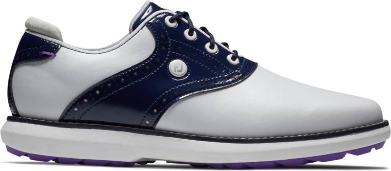 Footjoy Traditions Vandtætte Dame Golfsko Uden Spikes - White/Navy/Purple - Str. 36 1/2 Normal