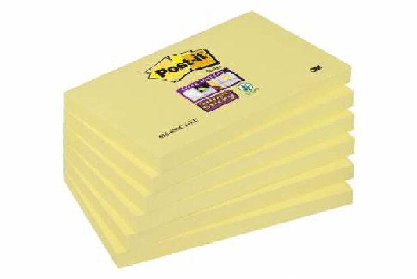 Post-It Super Sticky Notes 76x127mm 90 Ark Gul 6 Pack