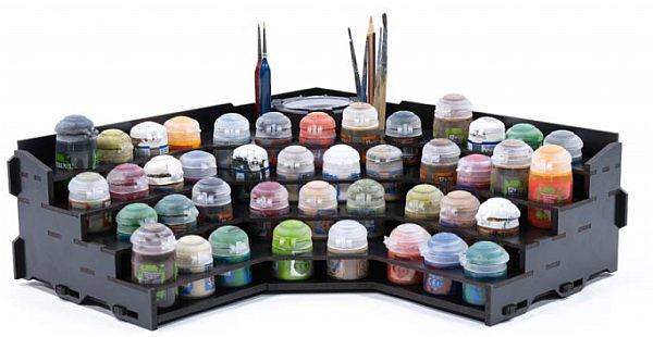 Kraken Wargames - Modular Painting Station (black) - Colorshelf Corner Top (citadel Paint Pot) - !hobbyudstyr - Andre