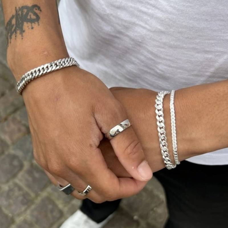 Armbånd, Sildebens Kæde, Sterlingsølv Og Forgyldt, 16-19 Cm/3,5 Mm - Spain