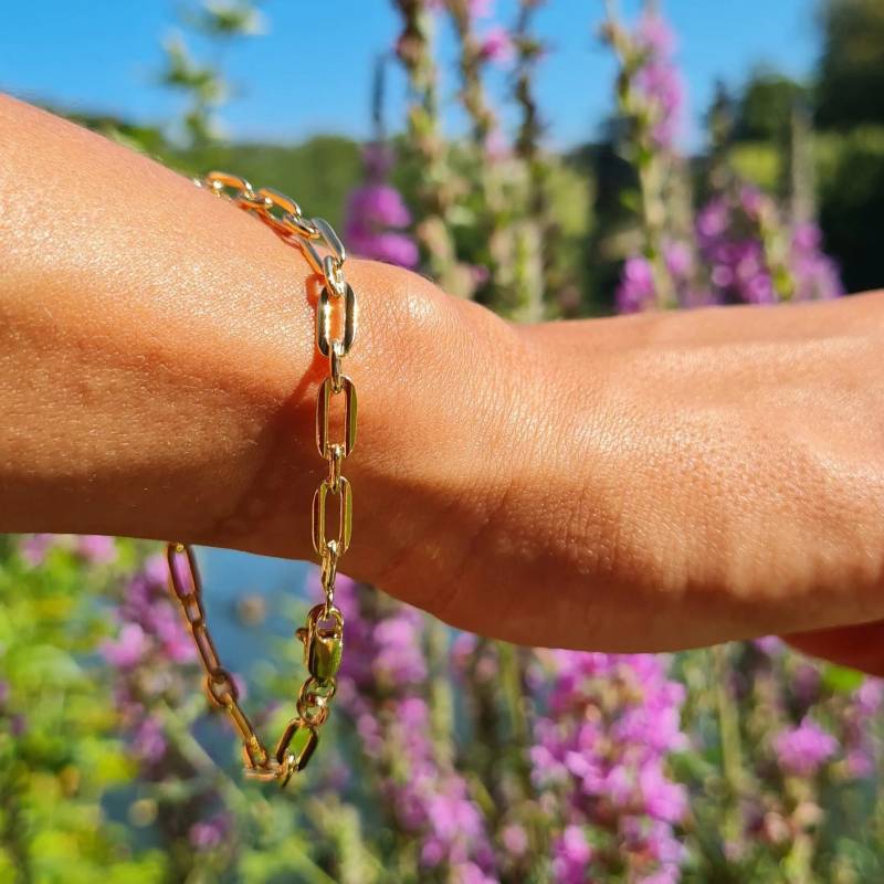 Armbånd, Alternativ Rund Anker Kæde, Forgyldt Messing, 16-19 Cm - Spain