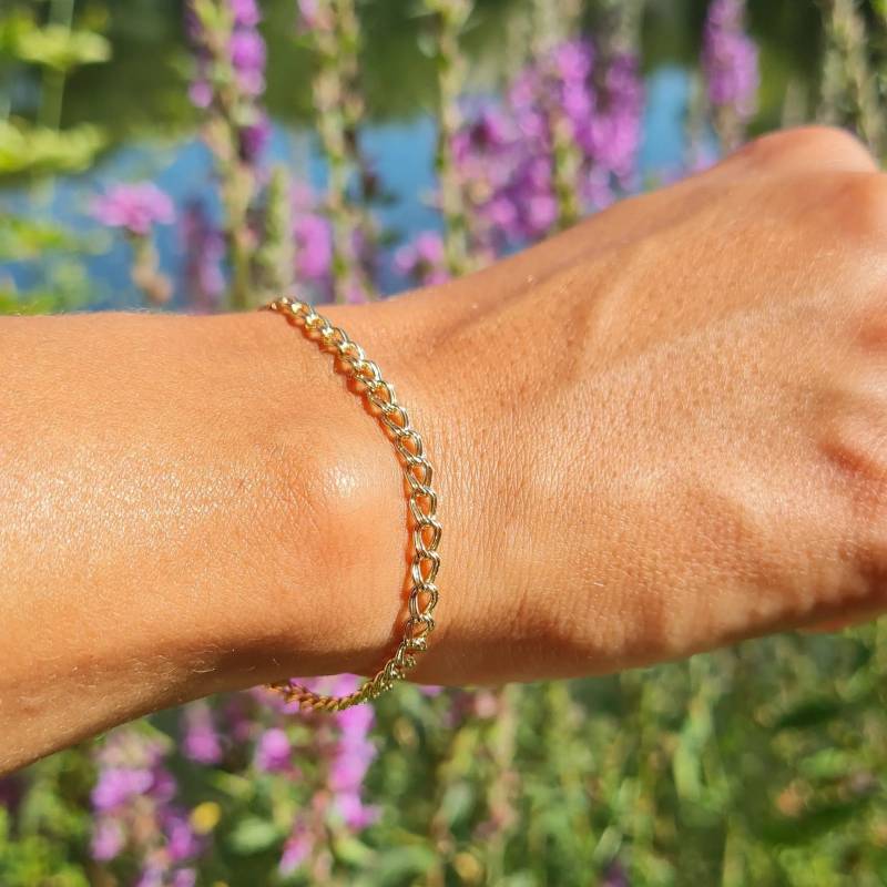Armbånd, Bismarck Kæde, Forgyldt Messing,  17 Cm/3,4 Mm - Spain