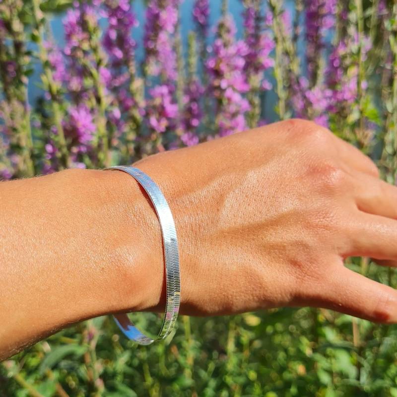 Armbånd, Snake Kæde Flad, Sterlingsølv Og Forgyldt 17-19 Cm/5,5 Mm - Spain