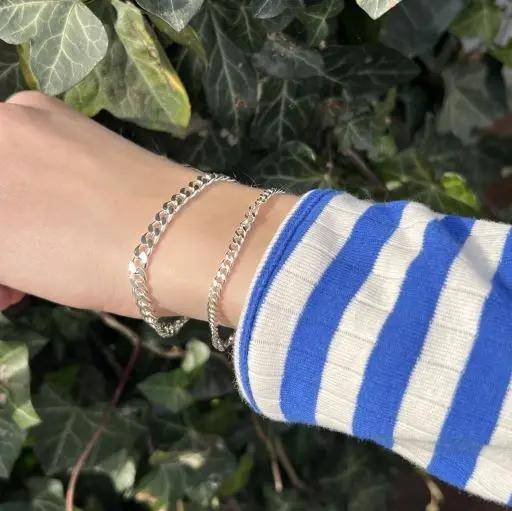 Armbånd, Panser Facet Kæde, Forgyldt Og Sterlingsølv, 16-21 Cm/3,5 Mm - Spain