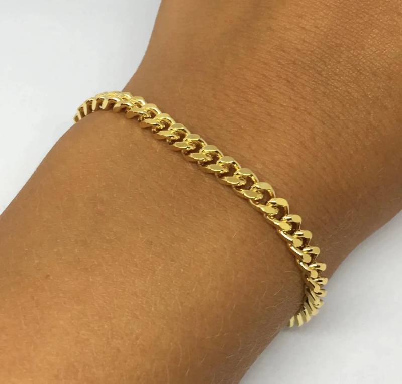 Armbånd, Panser Facet Kæde, Forgyldt Messing, 16-21 Cm/4,4 Mm - Spain