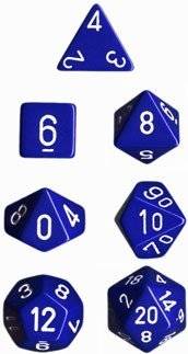 Dice - Terningesã¦t - 7 Terninger - Opaque Polyhedral Blue With White - !terninger & Tilbehã¸r