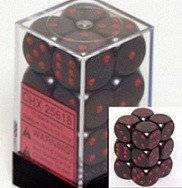Dice - Terningesã¦t - 12 Stk. 6 Sidet (d6) - Opaque - Black With Red - !terninger & Tilbehã¸r