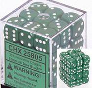 Dice - Terningesã¦t - 36 Stk. 6 Sidet (d6) - Opaque - Green / White - !terninger & Tilbehã¸r
