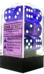 Dice - Terningesã¦t - 12 Stk. 6 Sidet (d6) - Borealis - Purple / White  - Signature - !terninger & Tilbehã¸r