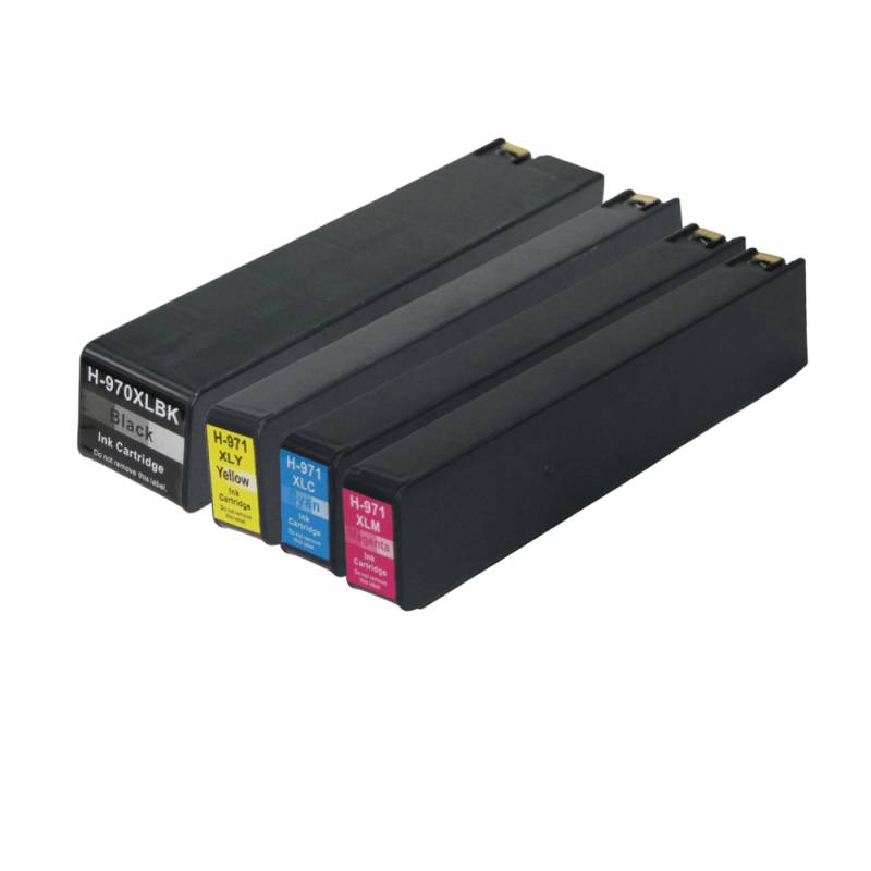 Pakke Sæt Hp 970xl / 971xl  4 Farver Bk-C-M-Y  Alternativ  29.800 Sider - Inkpartner Aps
