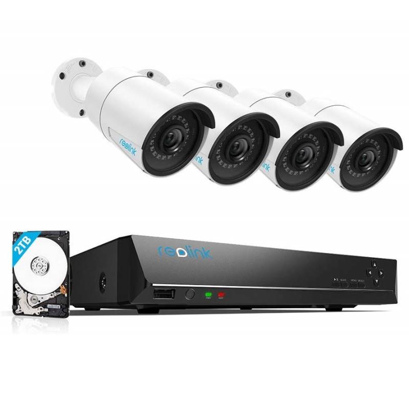 Reolink Komplet Sæt Med Nvr Harddiskboks Og 4 Stk. 5mp Poe Kameraer