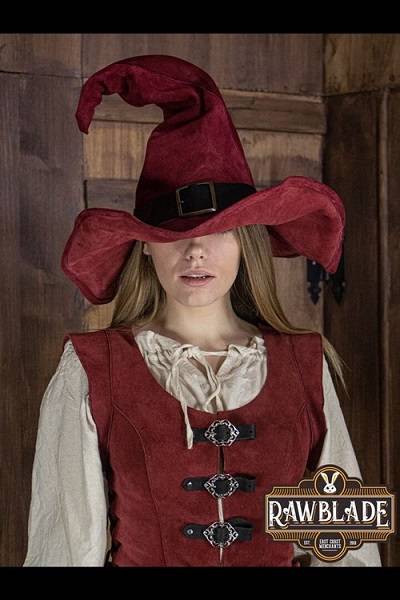 Wikka The Witch Hat Split Leather - Red - Rawblade - Medium - Live Rollespil - !live Rollespil - Iron Fortress