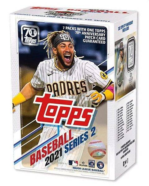 Topps Baseball - 2021 Series 2: 7-Pack Blaster Box (70th Anniversary Patch Edition) - !andre Sportskort & Stickers