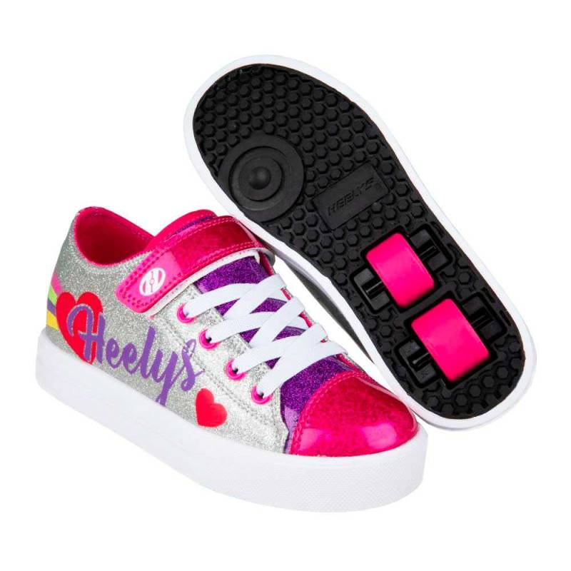 Heelys X2 Snazzy Sølv Rullesko Rainbow Hearts - Heelys Rullesko