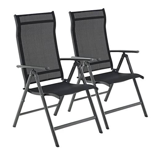 Havestole Sæt Foldbart - 2 Stk. I Aluminium - Sort - Songmics