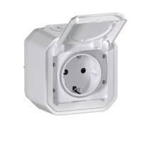 Plexo55 Komplet Schuko Stikkontakt Med Autoterminaler, 16a, 2 Modul, Hvid - Legrand