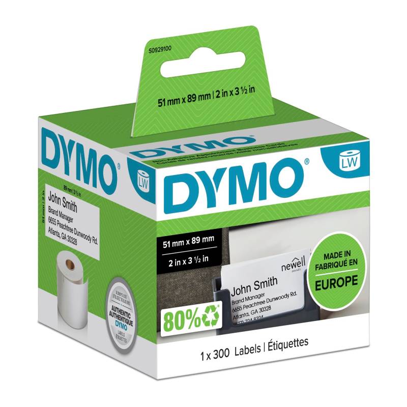 Dymo gæste/Navneskilt 51x89 mm U/Lim rl/300 stk.
