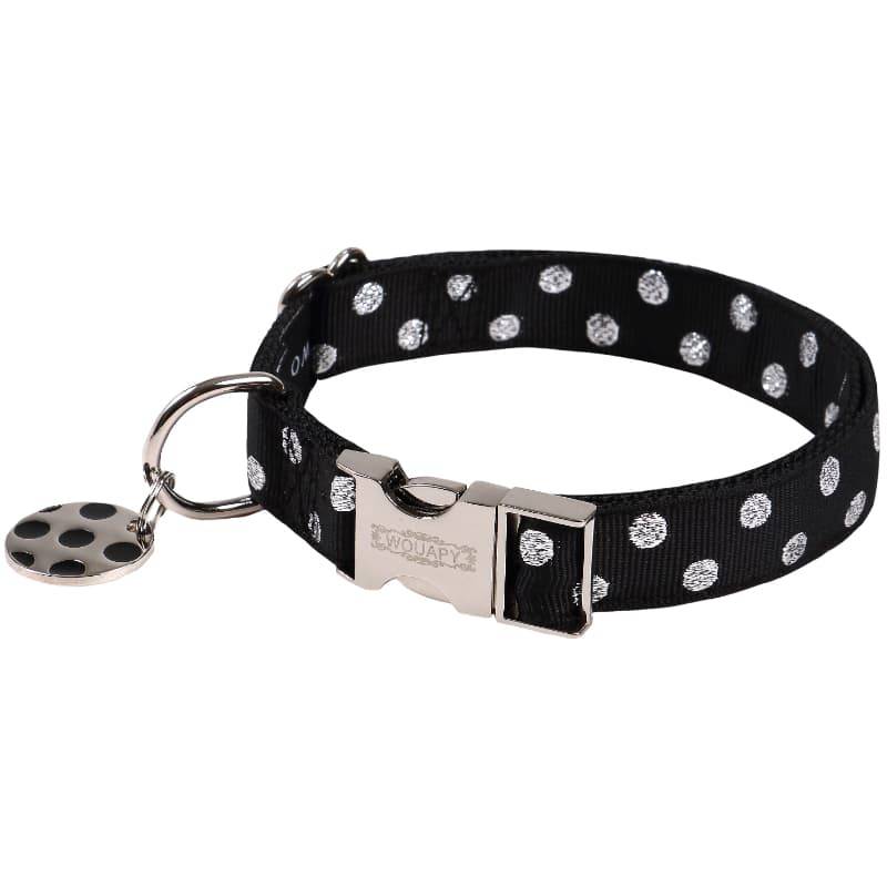 Wouapy Hundehalsbånd Med Polkaprikker - Medium - Rød