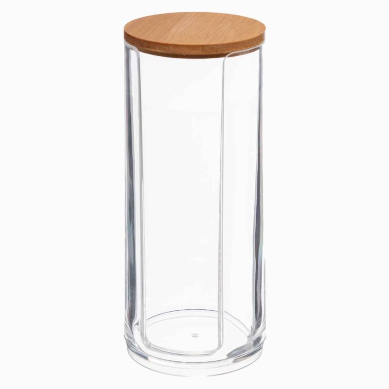 Opbevaring Til Vatrondeller Med Bambuslåg (3 Varianter) - Transparent - 7,5cm X 7,5cm X 18cm - Adeline - Five