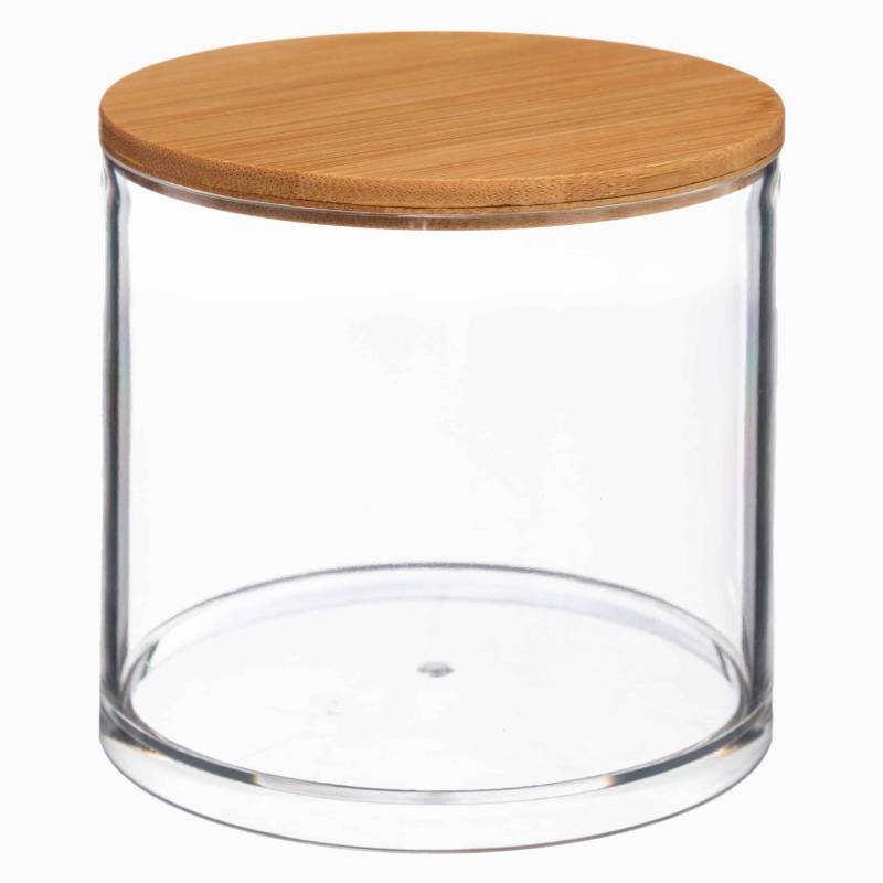 Opbevaring Til Vatrondeller Med Bambuslåg (3 Varianter) - Transparent - 9,6cm X 9,6cm X 9,7cm - Adeline - Five