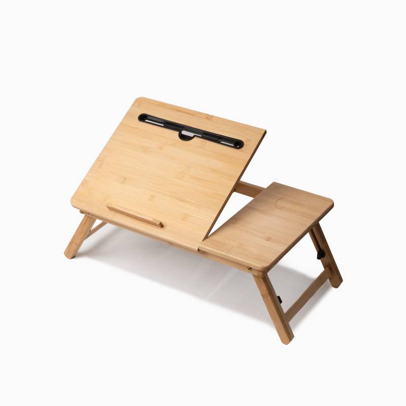 Sengebakke Af Bambus Med Tabletholder - Natur - 33,5cm X 53,5cm X 21,5cm - Adeline - Five