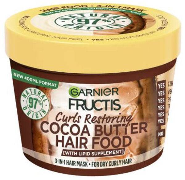 Garnier Fructis Curls Restoring Cocoa Butter Hair Food 3 In 1 Usage Hair Mask 390ml