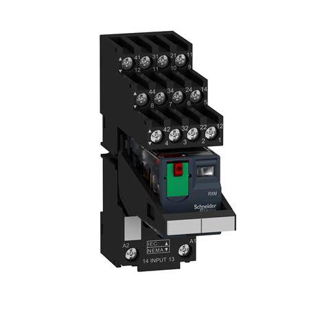 Rxm Relæ M/Sokkel+led+test 4c/O 24vac - Schneider Electric