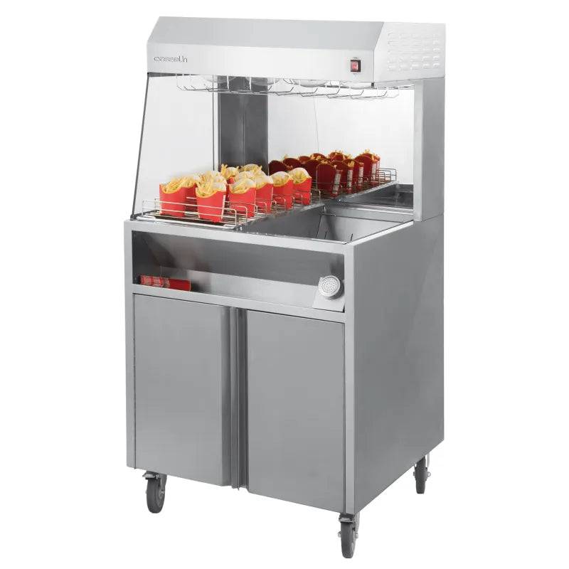 Pommes Frites Varmer Og Opbevaringsstation - Infrarøde Lamper - Med Underbord - 80 Cm - Casselin