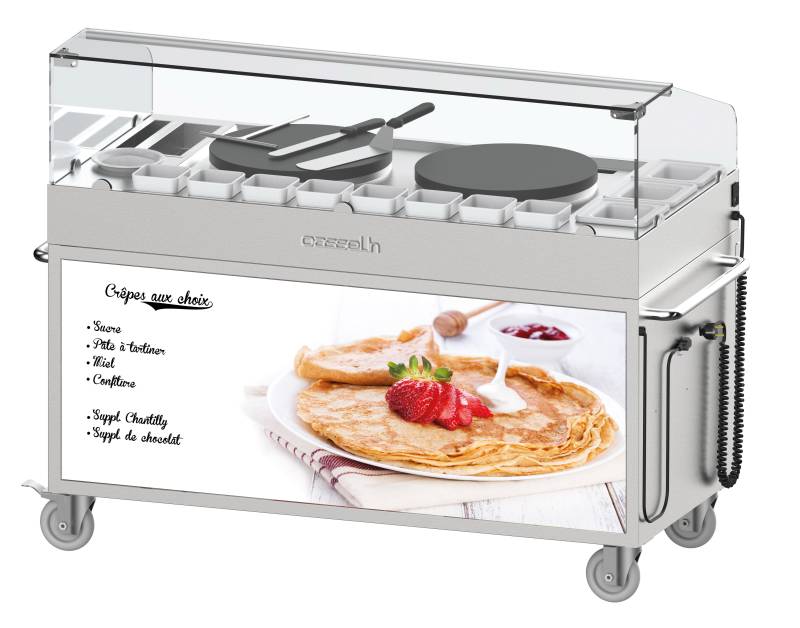Crepes Vogn - 2 Plader ø400 - Hjul Og Plads Til Opbevaring M.v. - Casselin