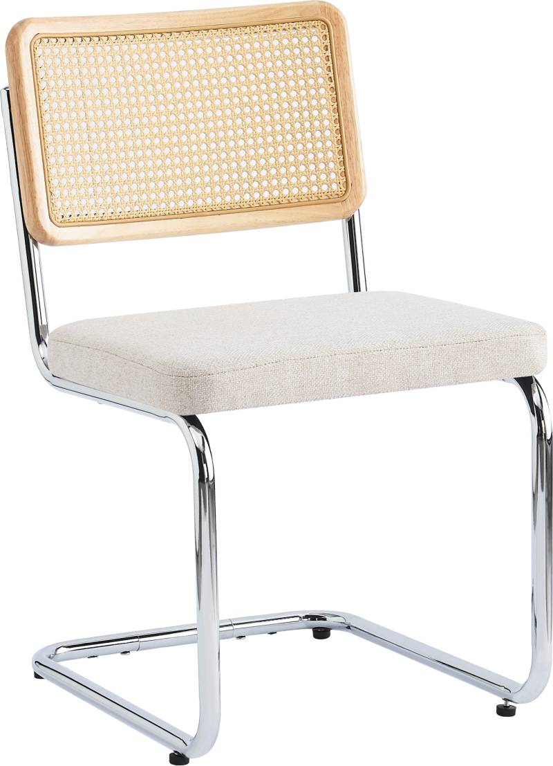 Spisebordsstol Nordlys Furniture Sofia Beige Polstret Rattanryg Metalstel H81 X B49 X D62 Cm