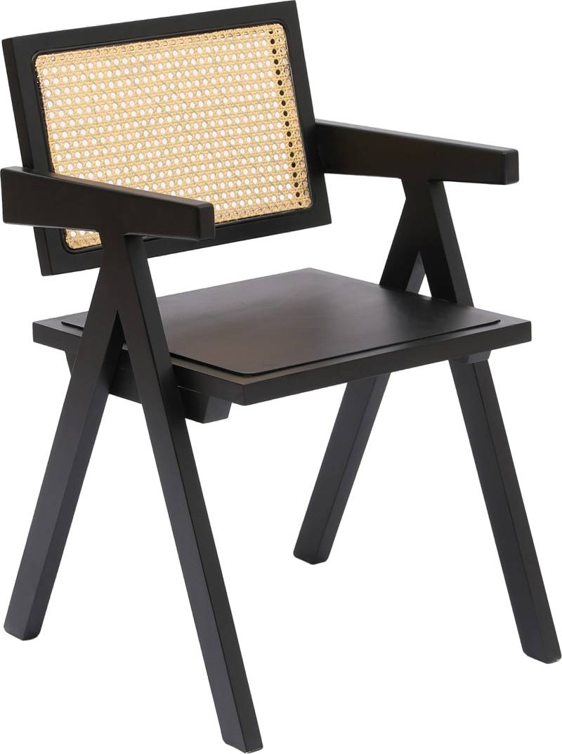 Udendørs Spisebordsstol Nordlys Furniture Madeira I Fsc Asketræ Med Sort Træ-Rattanflet Ergonomisk Vejbestandig Færdigmonteret Havestol