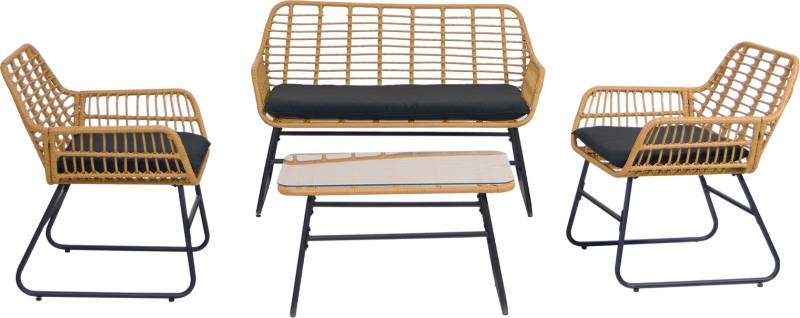 Udendørs Loungesæt Nordlys Furniture Danang 4-Personers Sort Rattan & Metalstel