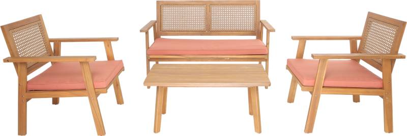 Udendørs Loungesæt Nordlys Furniture Temuco Lyserød Rattan Med Hynder Og Cafébord