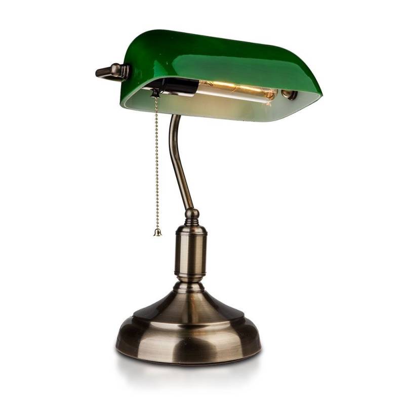 V-Tac Klassisk Skrivebordslampe - Grønt Glas, 1,5 Meter Ledning, E27 Fatning, Uden Lyskilde Maks. 60w