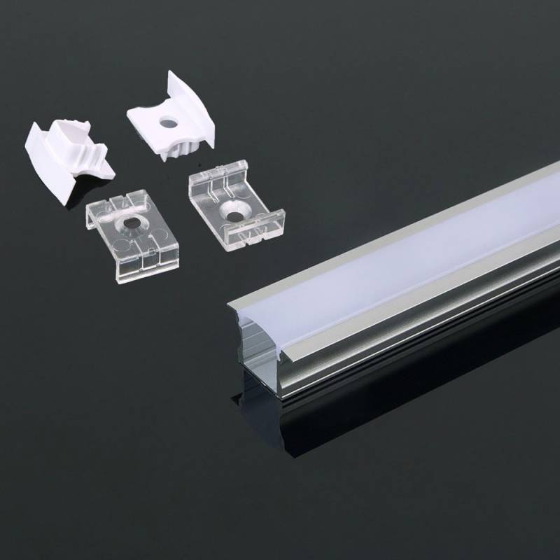 Monteringssæt Med Diffuser Til Led-Stribe - 2000x24x14.2mm, Sølv - V-Tac