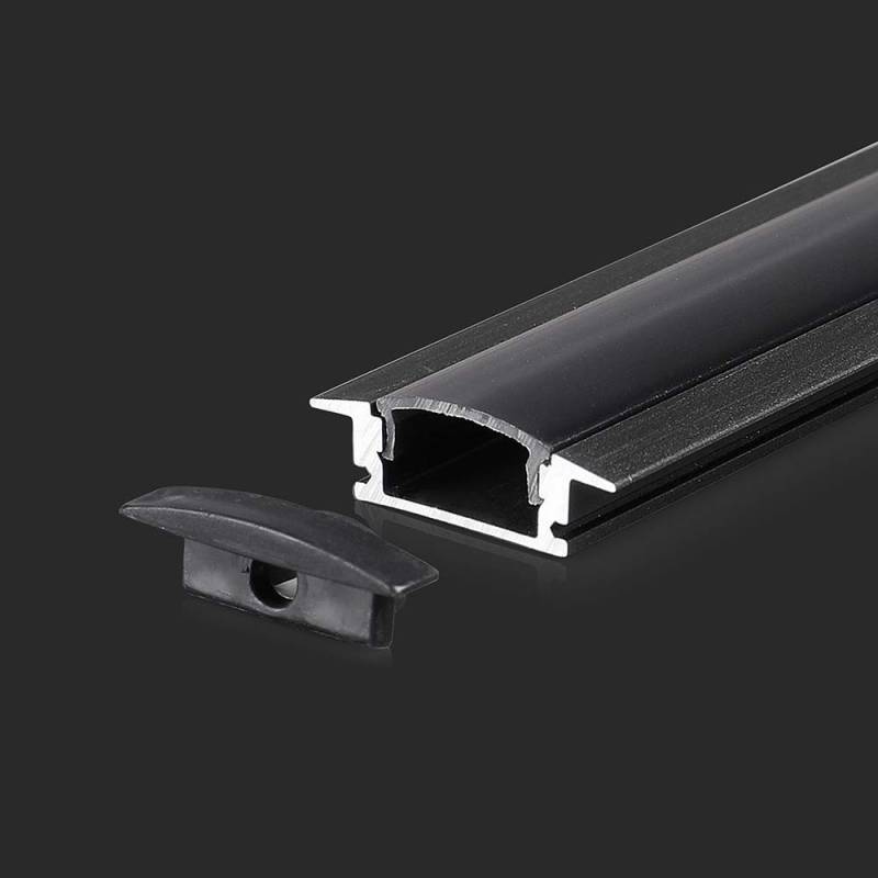 Monteringssæt Til Led-Stribe - 2000x24,7x7mm, Diffuser, Sort - V-Tac