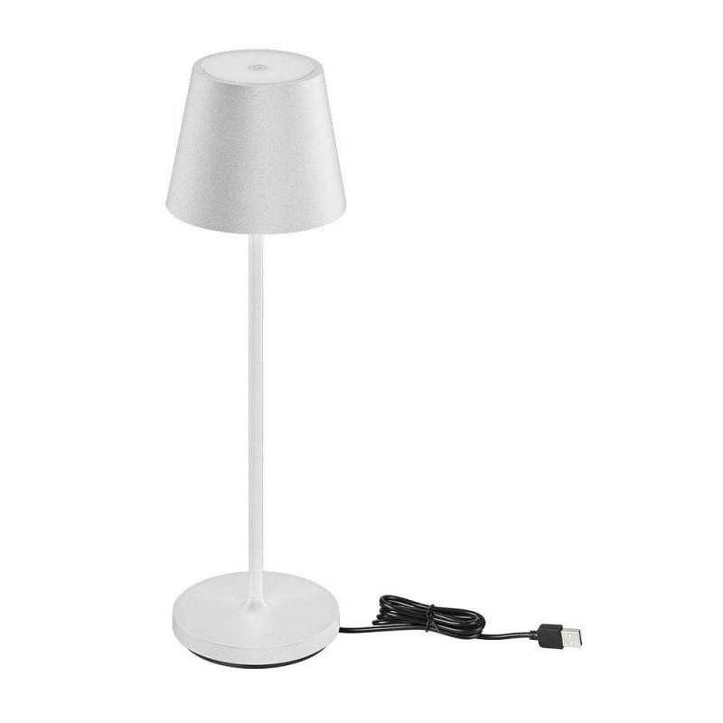 V-Tac Opladelig Bordlampe, Trådløs - Hvid, Ip54 Udendørs Bordlampe, Touch Dæmpbar, Model Mini