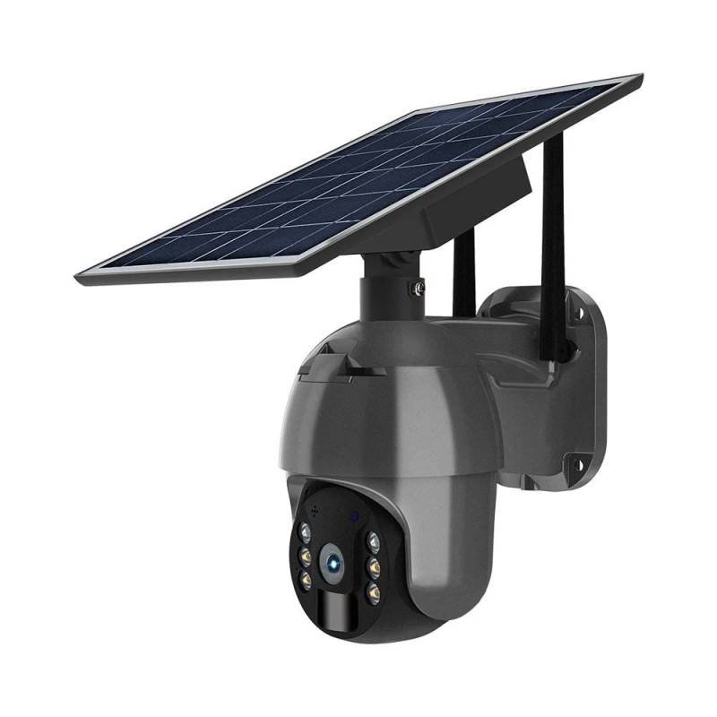 Udendørs Wifi Ptz Solcelledrevet Kamera - 360â° Tryghed, Full Hd & Farvenattesyn, Ip65, Sort - V-Tac