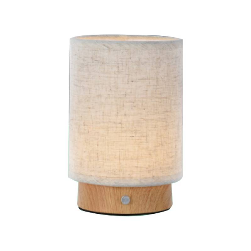 V-Tac Opladelig Bordlampe - Touch Dæmpbar, Træ-Finish, Beige Skærm - Kulør : Varm