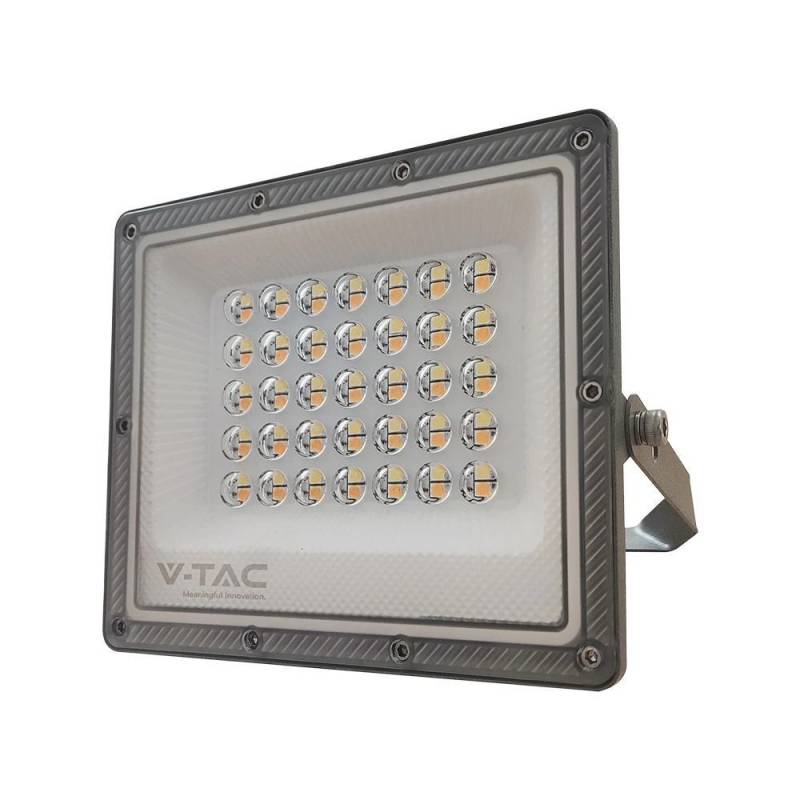 V-Tac 30w Led Projektør, Cct - 3 Lyskulører, Arbejdslampe, Udendørs - Dæmpbar : Ikke Dæmpbar, Farve På Hus : Grå, Kulør : 3-I-1