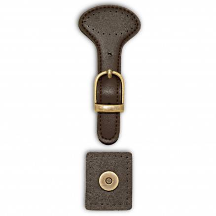 Prym Magnetlås/Taskelås Til Påsyning Imiteret Læder Brun 4,5x11,5cm